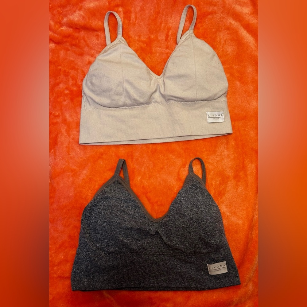 LIKES WILL GET 10%+ OFF. Women's Gray and Cream Sports Bras